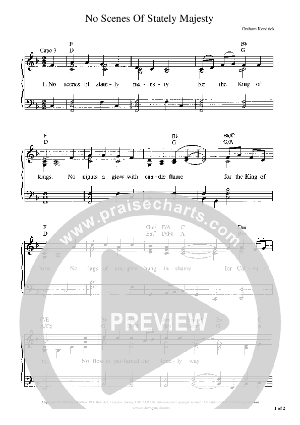 No Scenes Of Stately Majesty Piano/Vocal (Graham Kendrick)