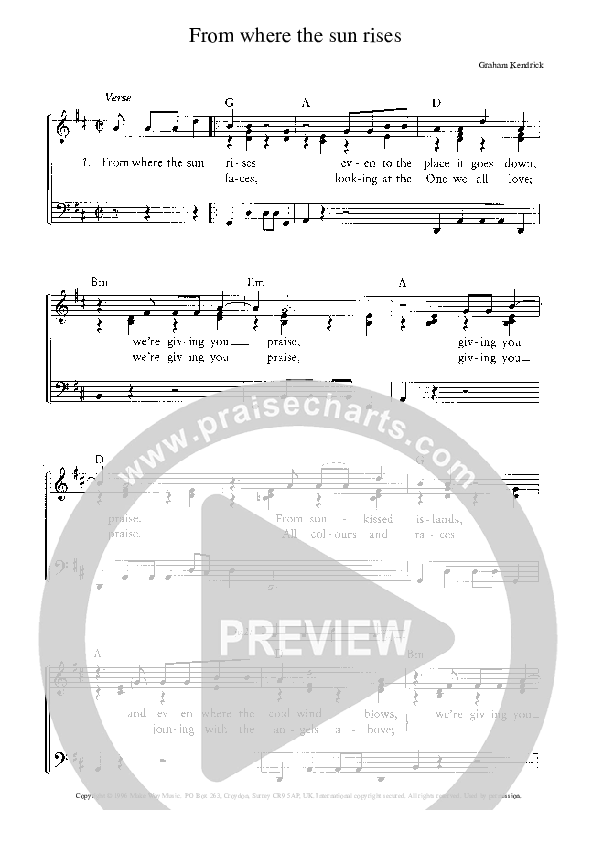 From Where The Sun Rises Piano/Vocal (Graham Kendrick)