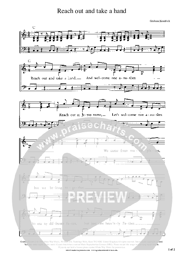 Reach Out And Take A Hand Piano/Vocal (Graham Kendrick)