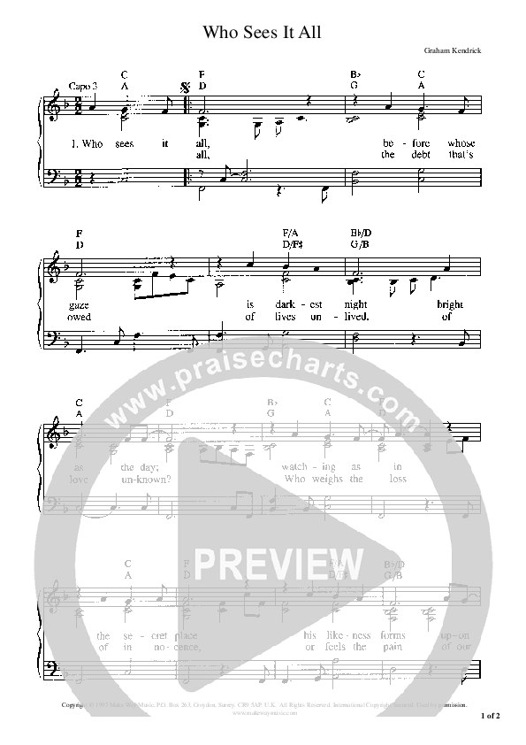 Who Sees It All Piano/Vocal (Graham Kendrick)