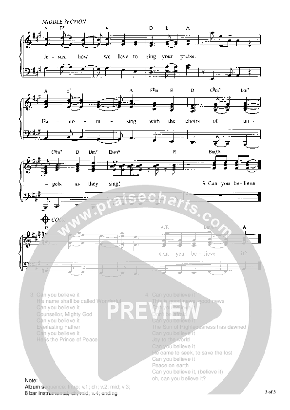 Can You Believe It Piano/Vocal (Graham Kendrick)