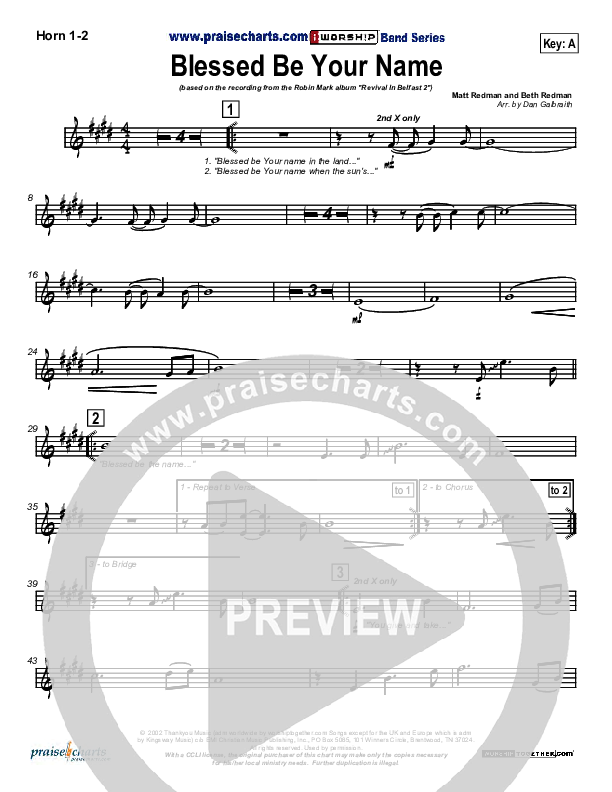 Blessed Be Your Name Brass Pack (Robin Mark)