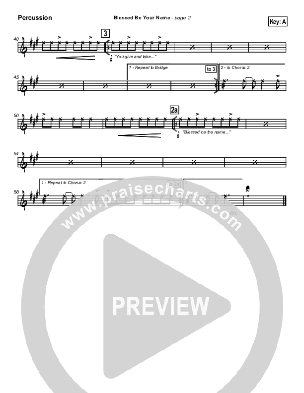 Blessed Be Your Name Percussion (Robin Mark)