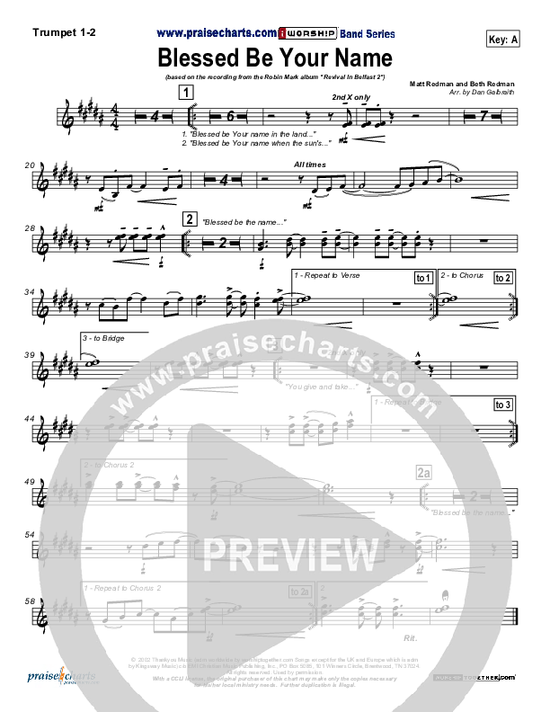 Blessed Be Your Name Trumpet 1,2 (Robin Mark)