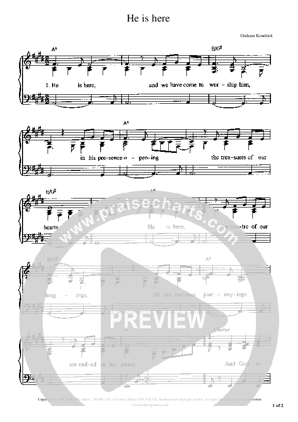 He Is Here Piano/Vocal (Graham Kendrick)