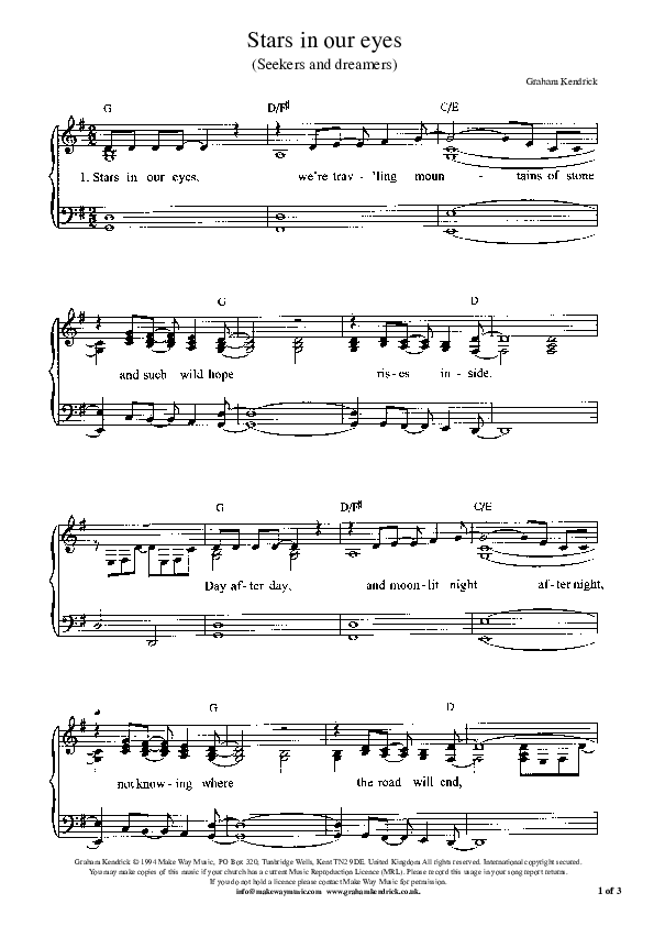 Stars In Our Eyes (Seekers And Dreamers) Piano/Vocal (Graham Kendrick)