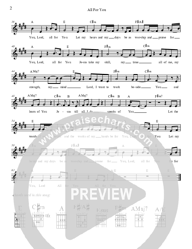 All For You Lead Sheet (Graham Kendrick)