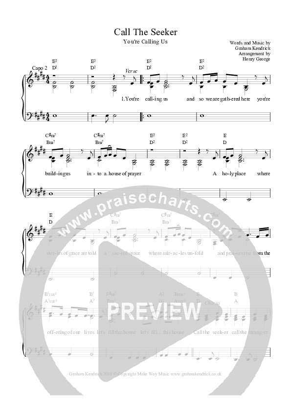 Call The Seeker Piano/Vocal (Graham Kendrick)