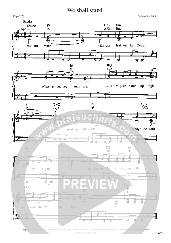 We Shall Stand Piano/Vocal (Graham Kendrick)