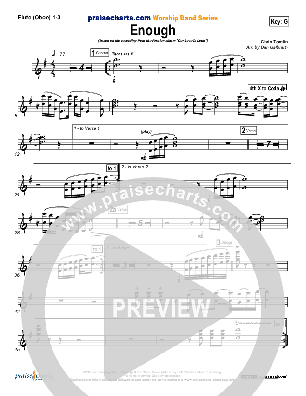 Enough Flute/Oboe 1/2/3 (Chris Tomlin / Passion)