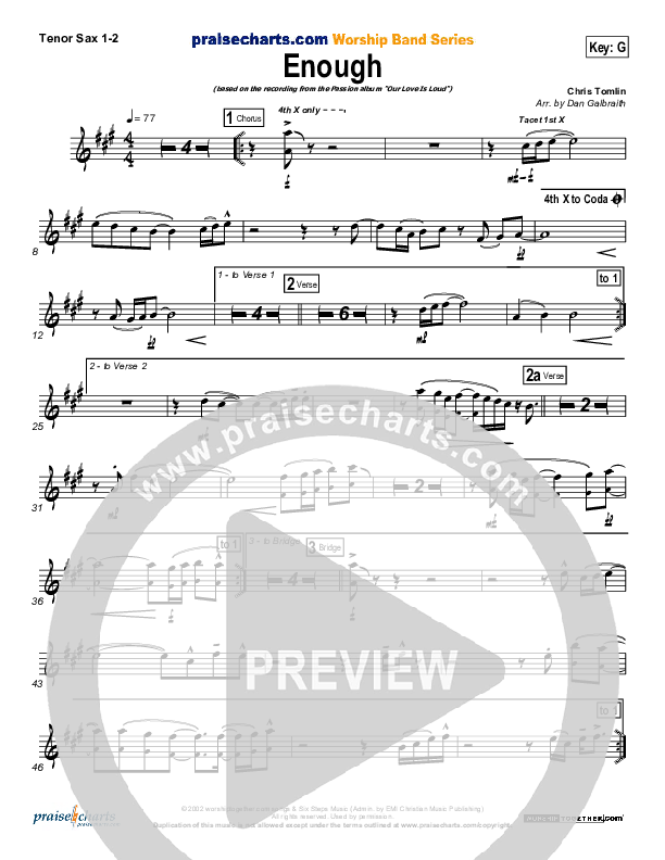 Enough Tenor Sax 1/2 (Chris Tomlin / Passion)
