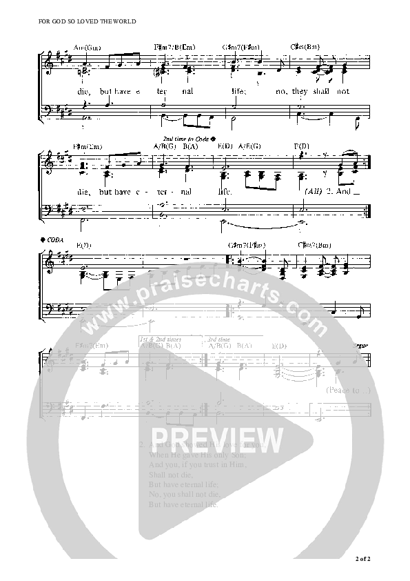 For God So Loved The World Piano/Vocal (Graham Kendrick)