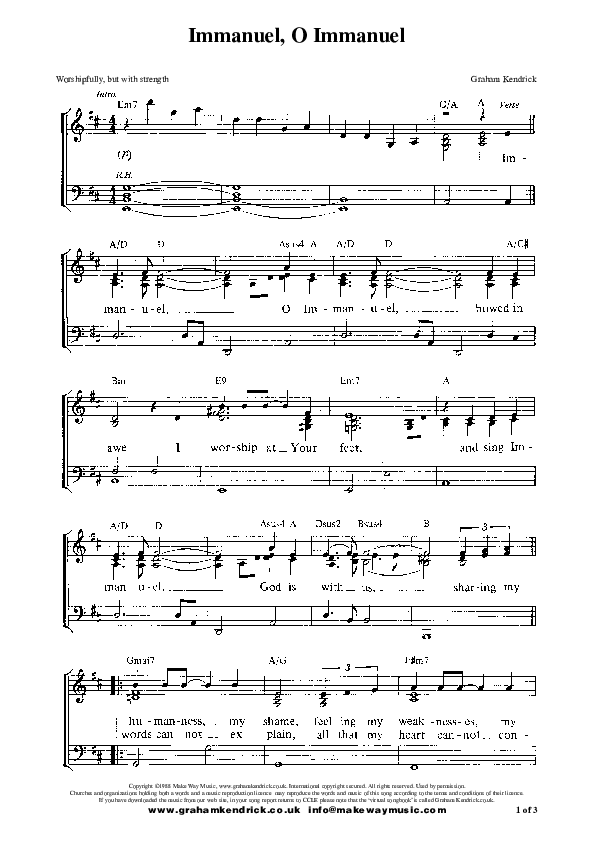 Immanuel O Immanuel Piano/Vocal (Graham Kendrick)