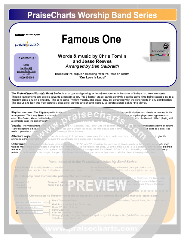 Famous One Cover Sheet (Chris Tomlin / Passion)