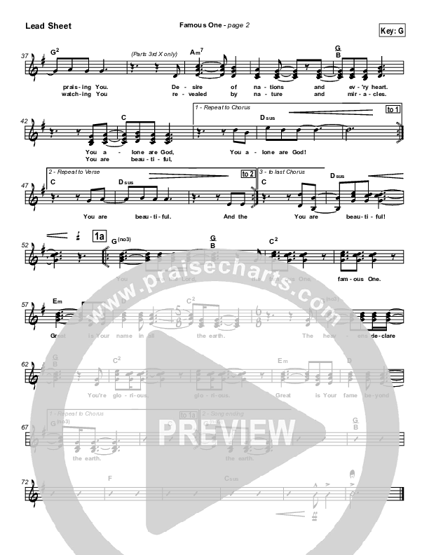 Famous One Lead Sheet (SAT) (Chris Tomlin / Passion)