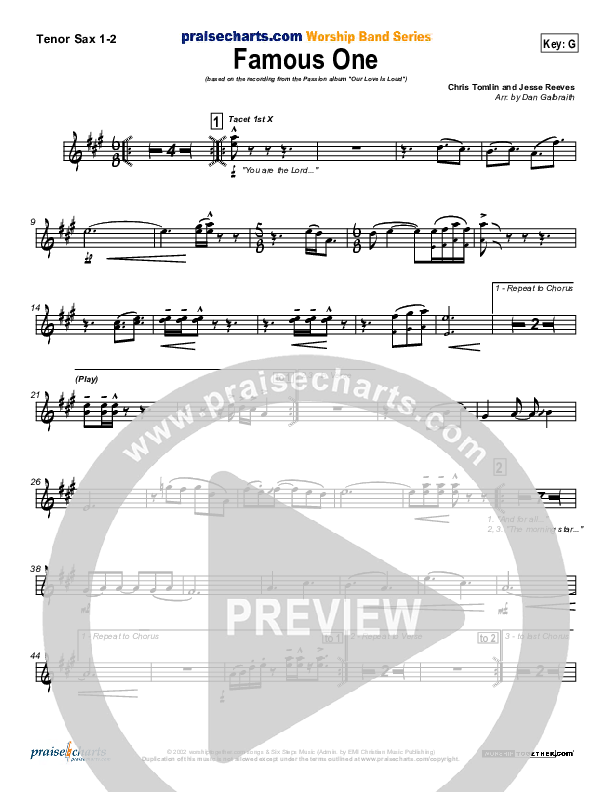 Famous One Tenor Sax 1/2 (Chris Tomlin / Passion)