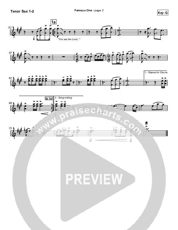 Famous One Tenor Sax 1/2 (Chris Tomlin / Passion)