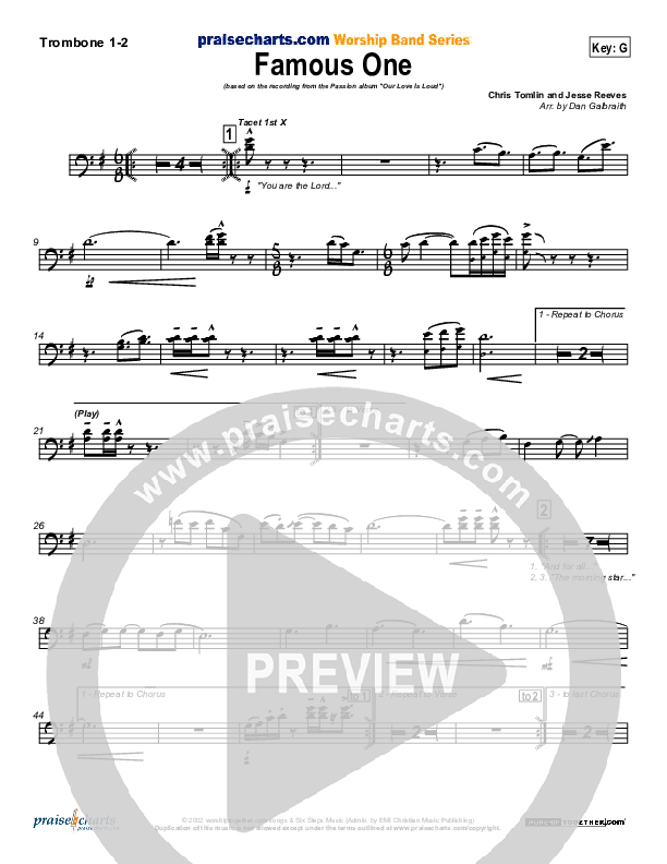 Famous One Trombone 1/2 (Chris Tomlin / Passion)