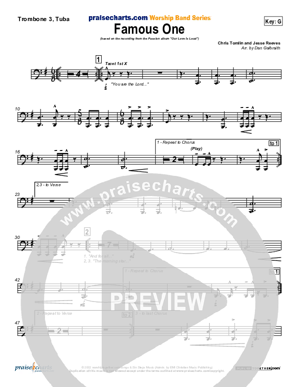 Famous One Trombone 3/Tuba (Chris Tomlin / Passion)