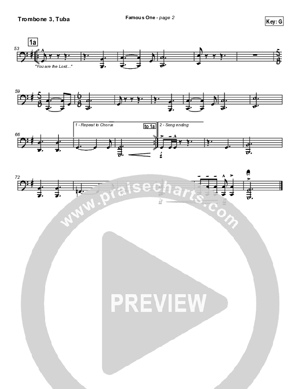 Famous One Trombone 3/Tuba (Chris Tomlin / Passion)