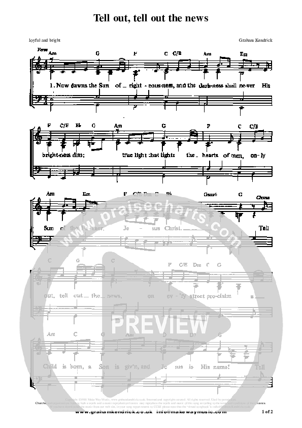 Tell Out Tell Out The News Piano/Vocal (Graham Kendrick)