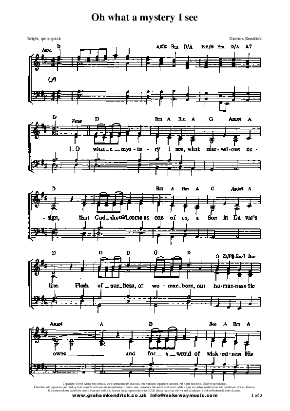 O What A Mystery I See Piano/Vocal (Graham Kendrick)