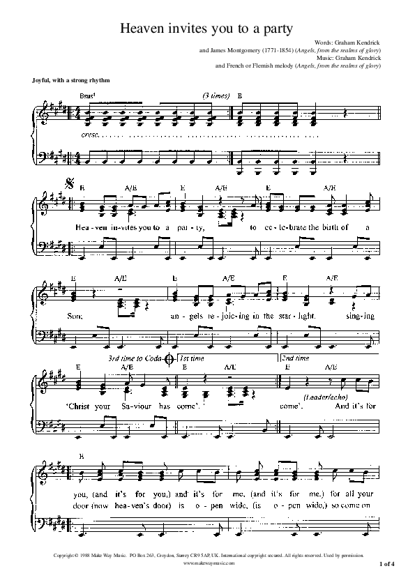 Heaven Invites You To A Party Piano/Vocal (Graham Kendrick)