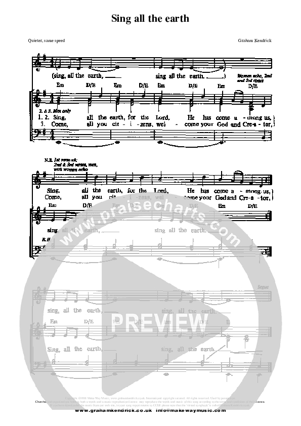 Sing All The Earth Piano/Vocal (Graham Kendrick)