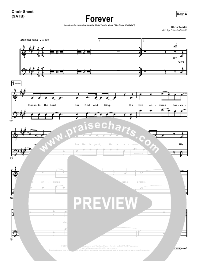 Forever Sheet Music PDF (Chris Tomlin) - PraiseCharts