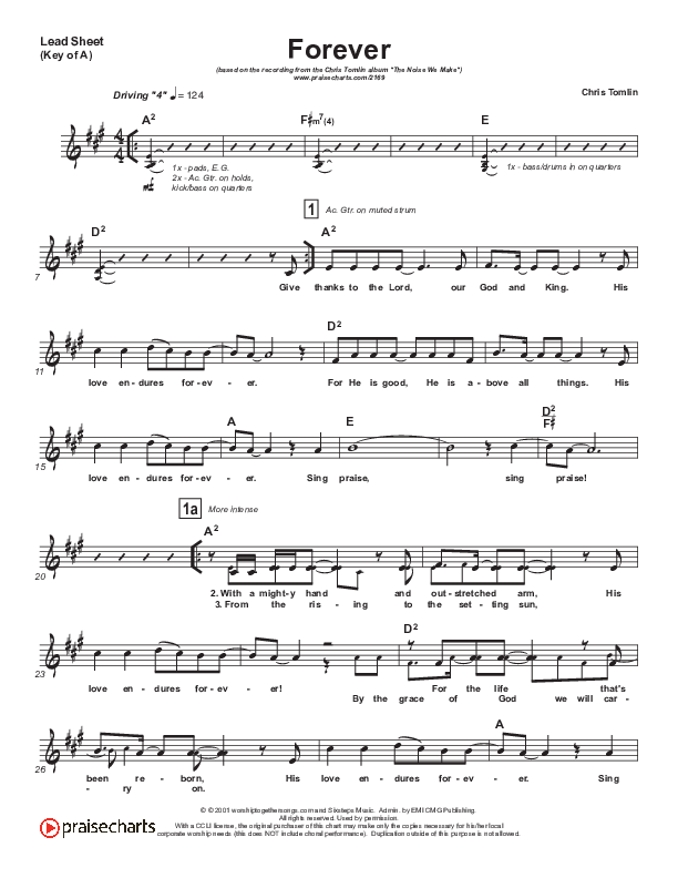 Forever Lead Sheet (Melody) (Chris Tomlin)