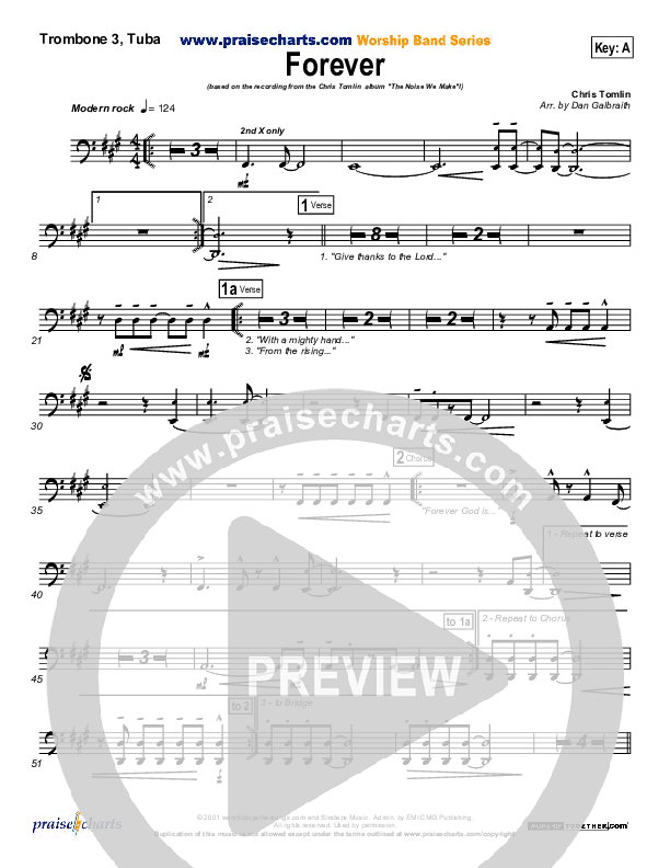 Forever Trombone 3/Tuba (Chris Tomlin)
