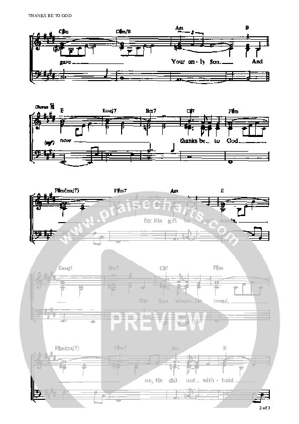 Thanks Be To God Piano/Vocal (Graham Kendrick)