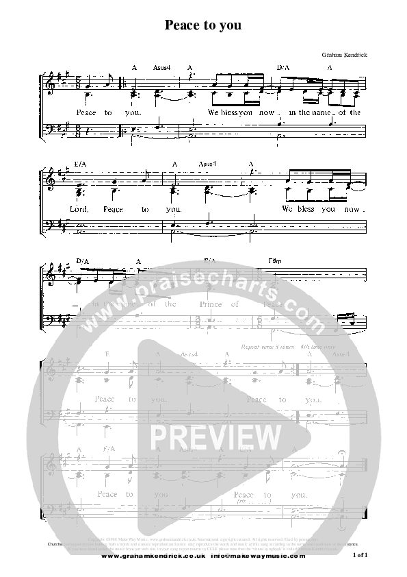 Peace To You Piano/Vocal (Graham Kendrick)