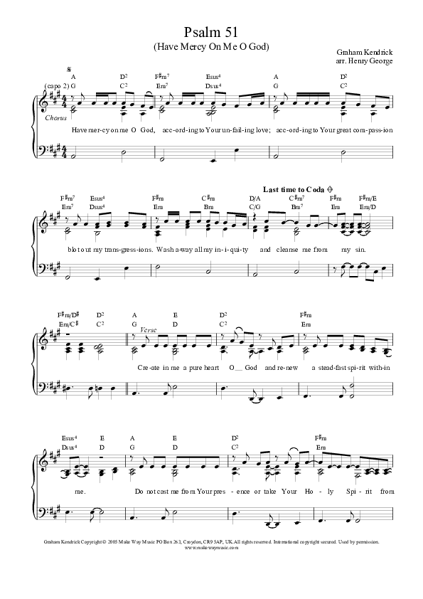 Psalm 51 Piano/Vocal (Graham Kendrick)