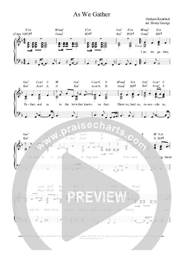 As We Gather Sheet Music PDF Graham Kendrick PraiseCharts