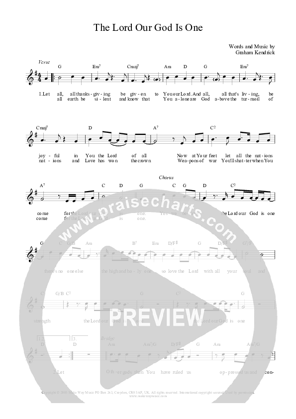 The Lord Our God Is One Piano/Vocal (Graham Kendrick)