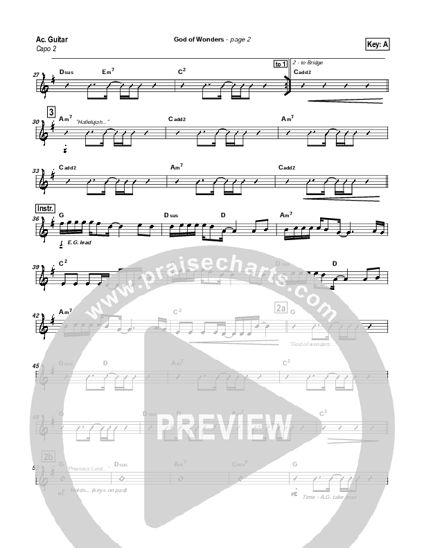 God Of Wonders Acoustic Guitar (Paul Baloche)