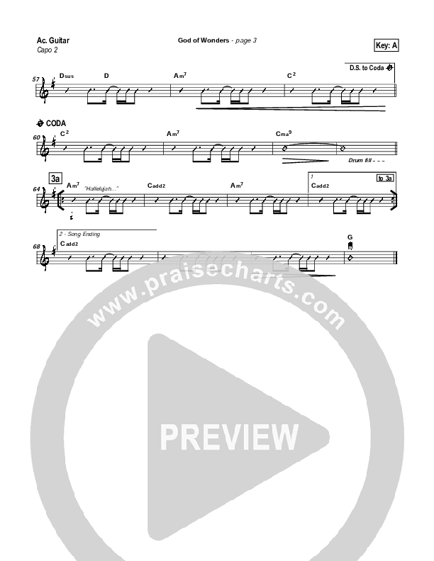 God Of Wonders Acoustic Guitar (Paul Baloche)