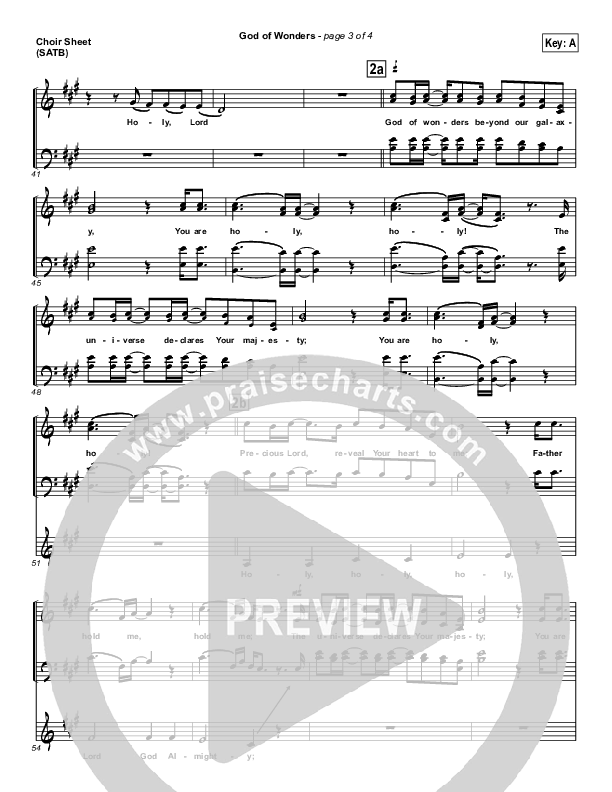 God Of Wonders Choir Sheet (SATB) (Paul Baloche)