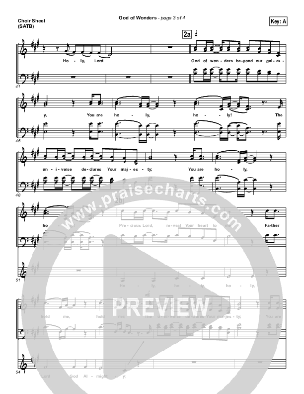 God Of Wonders Choir Sheet (SATB) (Paul Baloche)