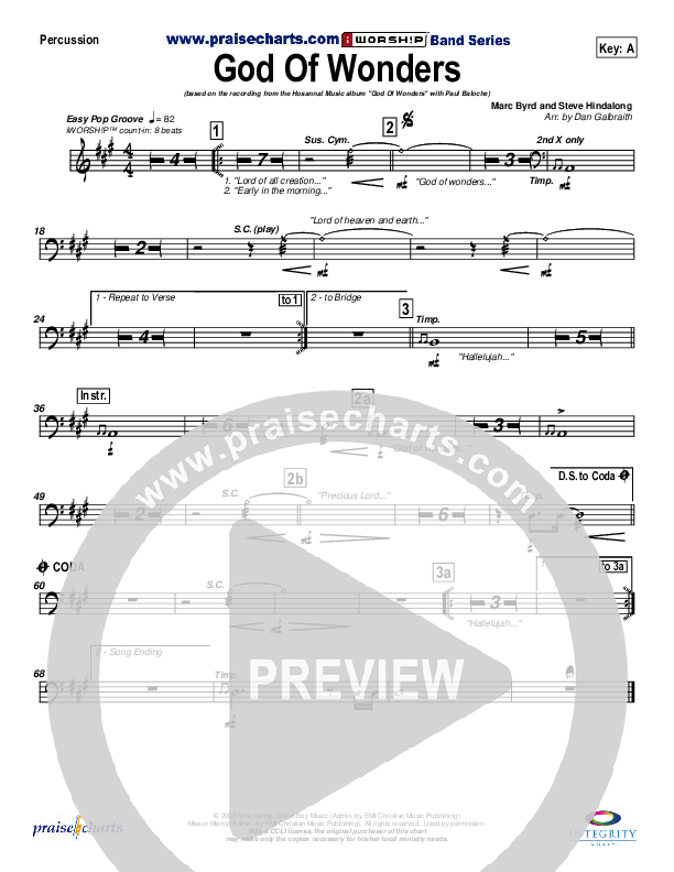 God Of Wonders Percussion (Paul Baloche)