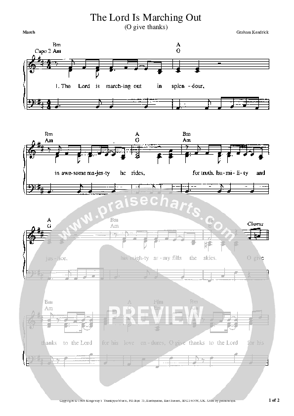 The Lord Is Marching Out Piano/Vocal (Graham Kendrick)