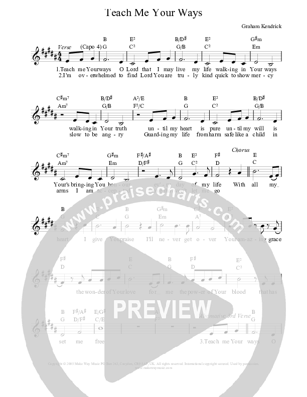 Teach Me Your Ways Lead Sheet (Graham Kendrick)