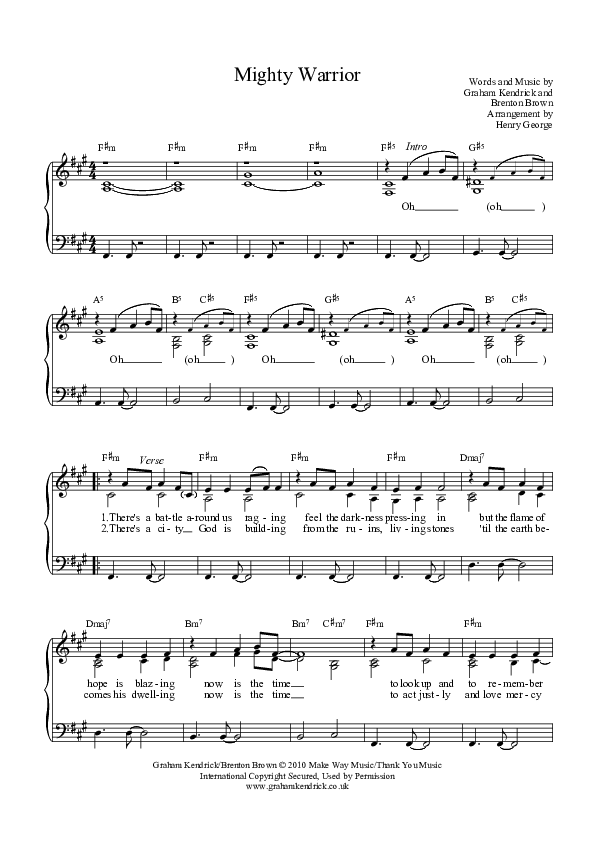 Mighty Warrior Piano/Vocal (Graham Kendrick)