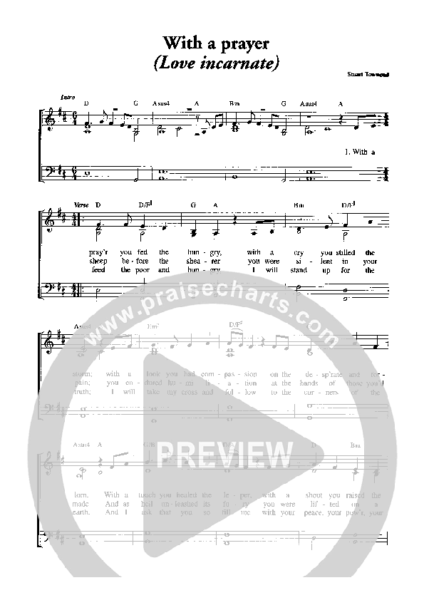 With A Prayer (Love Incarnate) Piano/Vocal (Graham Kendrick)