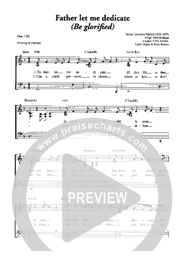 Father Let Me Dedicate (Be Glorified) Piano/Vocal (Graham Kendrick)