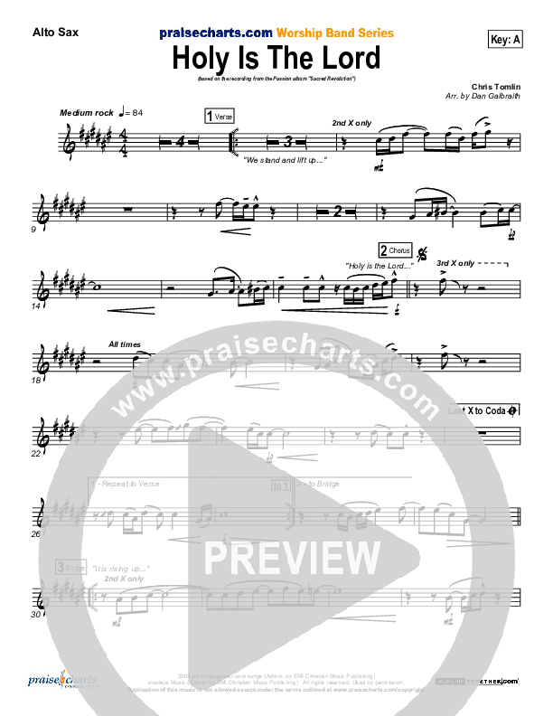 Holy Is The Lord Alto Sax (Chris Tomlin / Passion)