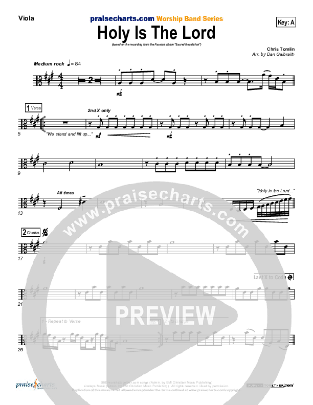 Holy Is The Lord Viola (Chris Tomlin / Passion)