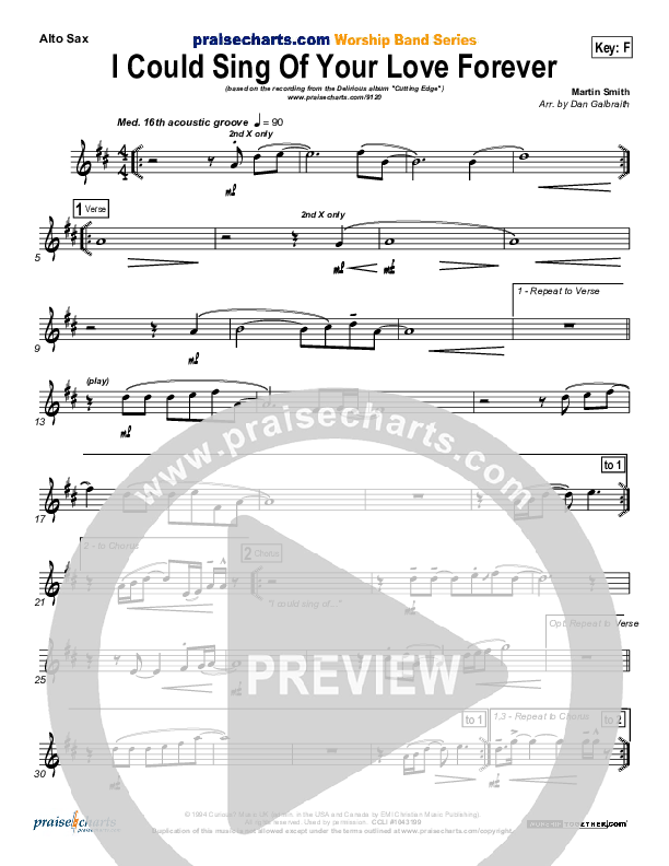 I Could Sing Of Your Love Forever Alto Sax (Delirious / Passion)