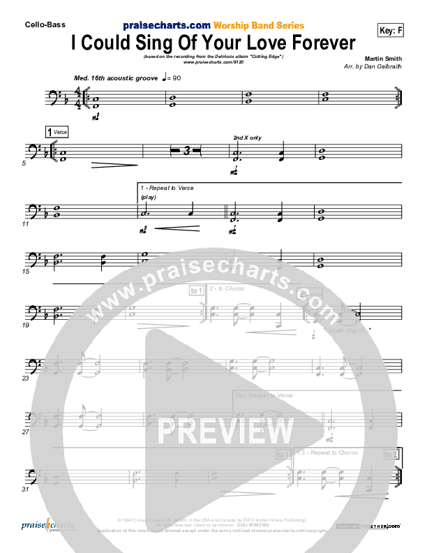 I Could Sing Of Your Love Forever Cello/Bass (Delirious / Passion)